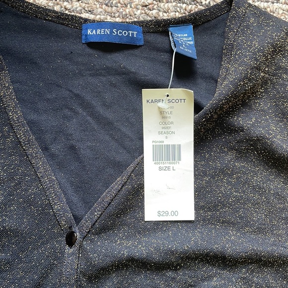NWT Karen Scott Sparkle Cardigan - Picture 2 of 3